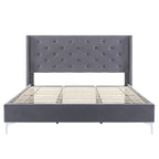 Queen Size Velvet Upholstered Platform Bed Frame with 6 inches Metal Legs
