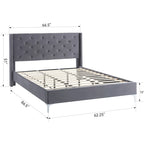 Queen Size Velvet Upholstered Platform Bed Frame with 6 inches Metal Legs