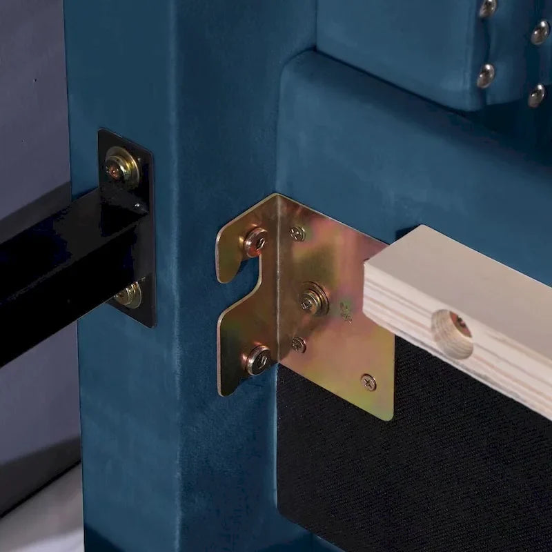 Queen Size Velvet Upholstered Platform Bed Frame with 6 inches Metal Legs