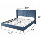 Queen Size Velvet Upholstered Platform Bed Frame with 6 inches Metal Legs