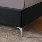 Queen Size Velvet Upholstered Platform Bed Frame with 6 inches Metal Legs