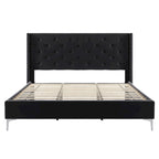 Queen Size Velvet Upholstered Platform Bed Frame with 6 inches Metal Legs