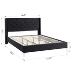 Queen Size Velvet Upholstered Platform Bed Frame with 6 inches Metal Legs