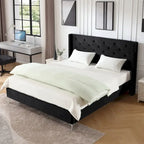 Queen Size Velvet Upholstered Platform Bed Frame with 6 inches Metal Legs