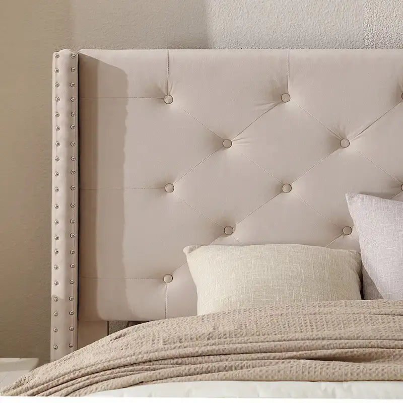 Queen Size Velvet Upholstered Platform Bed Frame with 6 inches Metal Legs