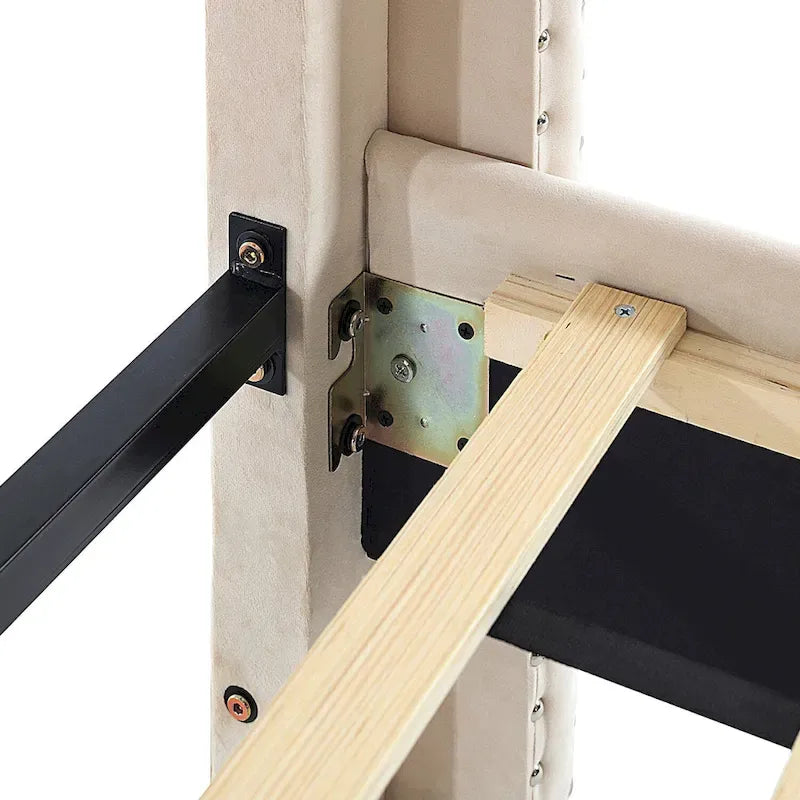 Queen Size Velvet Upholstered Platform Bed Frame with 6 inches Metal Legs