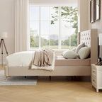 Queen Size Velvet Upholstered Platform Bed Frame with 6 inches Metal Legs