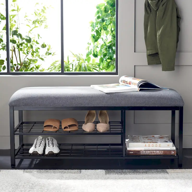 Open Shelf Bench with Cushion, 42"W x 15"D x 18"H
