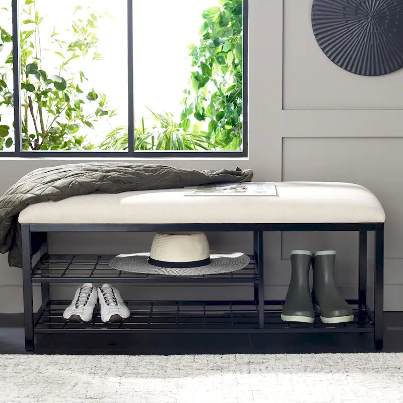 Open Shelf Bench with Cushion, 42"W x 15"D x 18"H