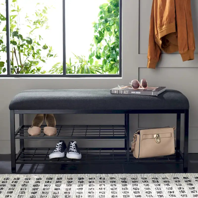 Open Shelf Bench with Cushion, 42"W x 15"D x 18"H