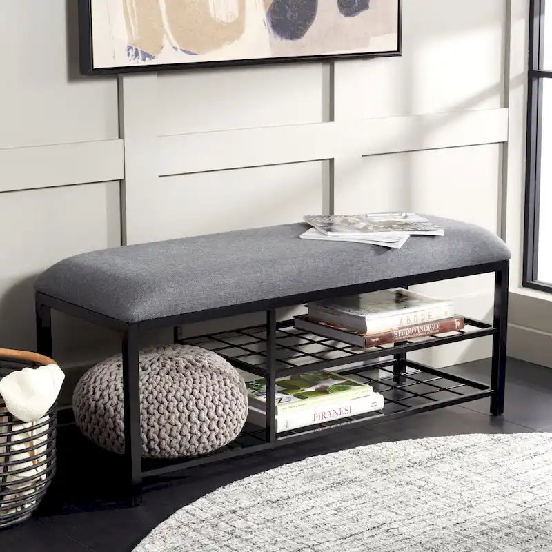 Open Shelf Bench with Cushion, 42"W x 15"D x 18"H