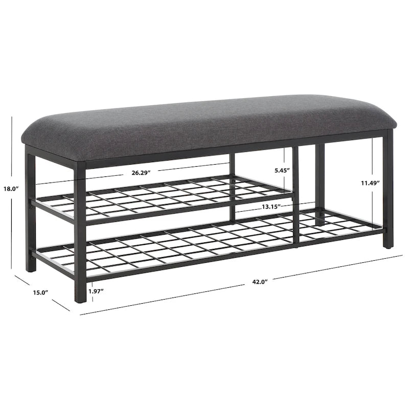 Open Shelf Bench with Cushion, 42"W x 15"D x 18"H