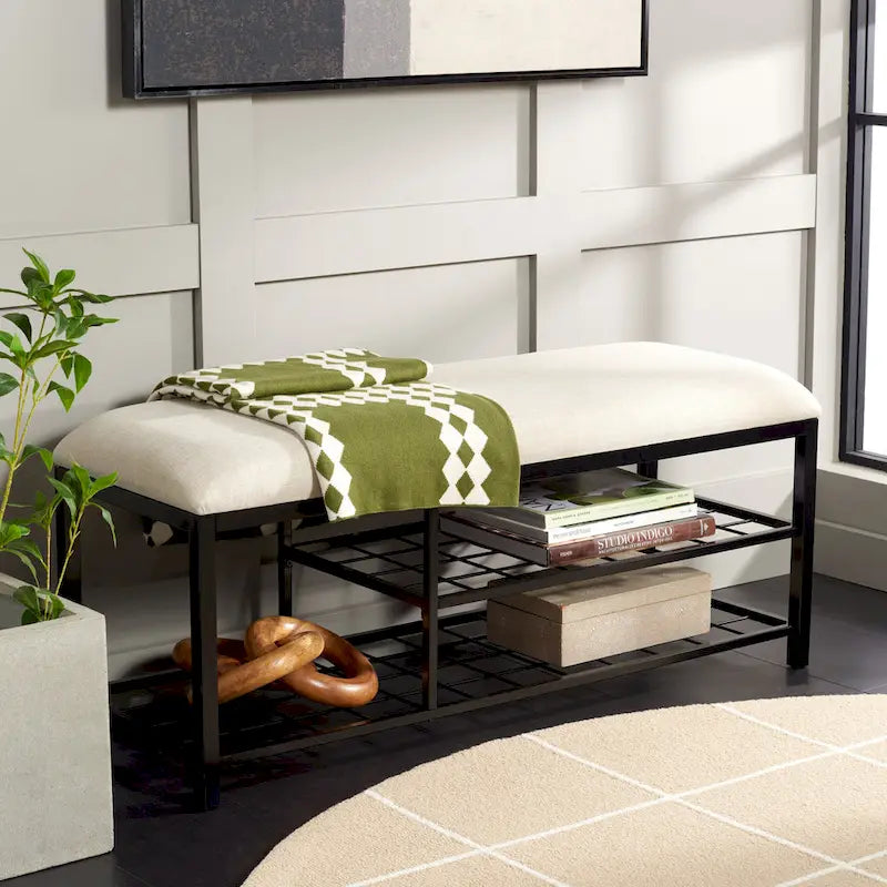 Open Shelf Bench with Cushion, 42"W x 15"D x 18"H
