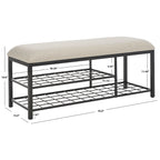Open Shelf Bench with Cushion, 42"W x 15"D x 18"H