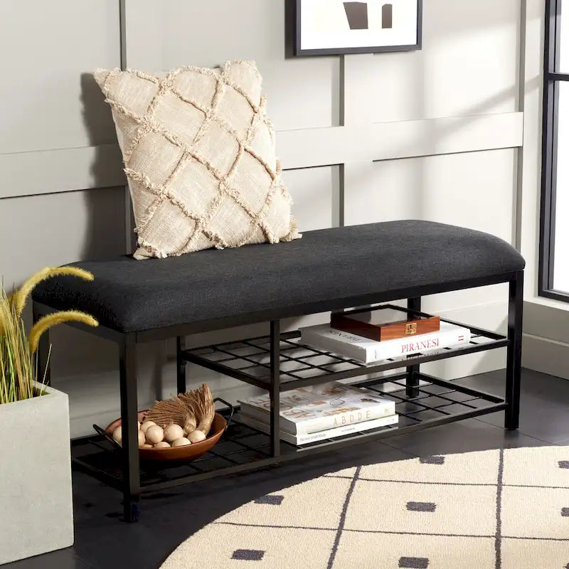 Open Shelf Bench with Cushion, 42"W x 15"D x 18"H