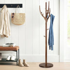 Porte-manteau sur pied en bois d'hévéa avec branches ajustables – 42 cm (diam.) x 182 cm (H)