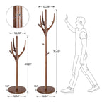 Porte-manteau sur pied en bois d'hévéa avec branches ajustables – 42 cm (diam.) x 182 cm (H)