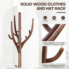 Porte-manteau sur pied en bois d'hévéa avec branches ajustables – 42 cm (diam.) x 182 cm (H)