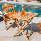 Nordic Teak Outdoor Oiled Patio Folding Chair with Arm Rests