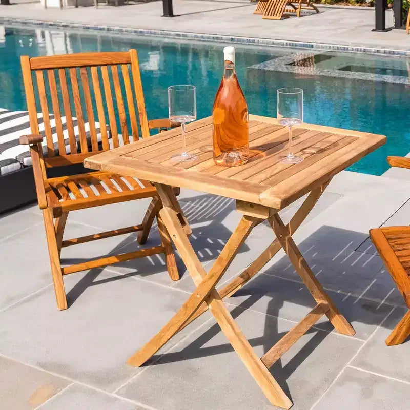 Nordic Teak Outdoor Oiled Patio Folding Chair with Arm Rests