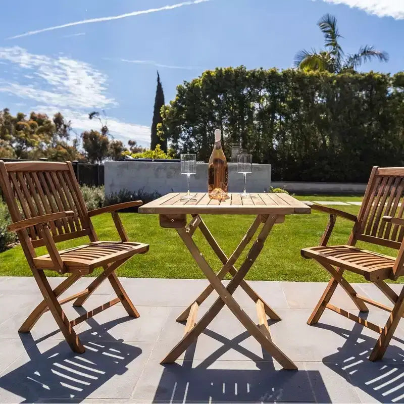 Nordic Teak Outdoor Oiled Patio Folding Chair with Arm Rests