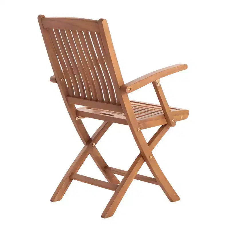 Nordic Teak Outdoor Oiled Patio Folding Chair with Arm Rests