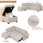 87.4 Sleeper Sofa Bed,2 in 1 Pull Out sofa bed L Shape Couch with Storage Ottoman for Living Room,Bedroom Couch and Small Apart