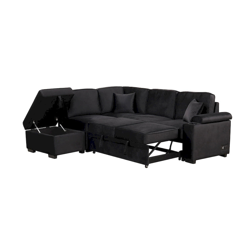 87.4 Sleeper Sofa Bed,2 in 1 Pull Out sofa bed L Shape Couch with Storage Ottoman for Living Room,Bedroom Couch and Small Apart