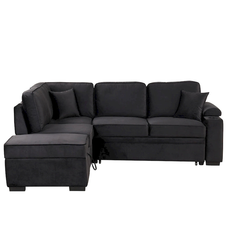 87.4 Sleeper Sofa Bed,2 in 1 Pull Out sofa bed L Shape Couch with Storage Ottoman for Living Room,Bedroom Couch and Small Apart
