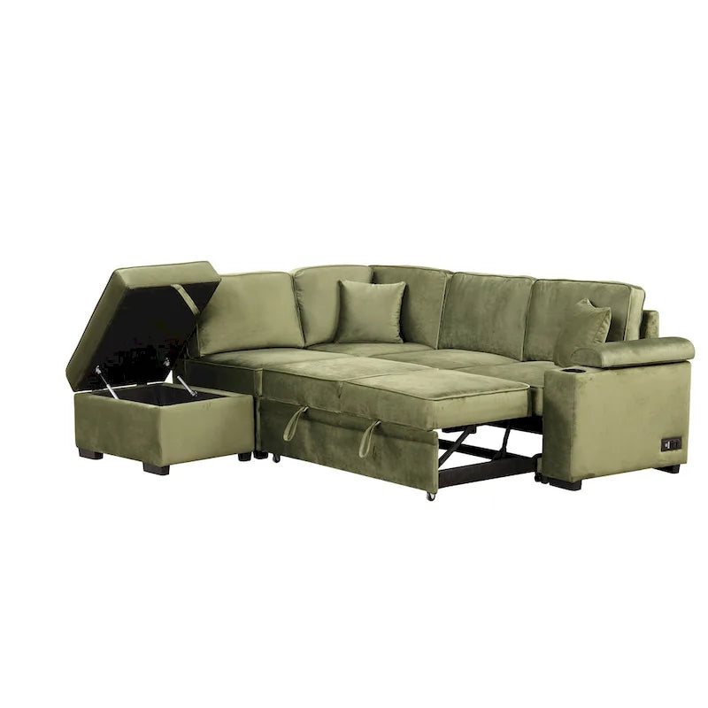 87.4 Sleeper Sofa Bed,2 in 1 Pull Out sofa bed L Shape Couch with Storage Ottoman for Living Room,Bedroom Couch and Small Apart