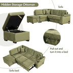 87.4 Sleeper Sofa Bed,2 in 1 Pull Out sofa bed L Shape Couch with Storage Ottoman for Living Room,Bedroom Couch and Small Apart
