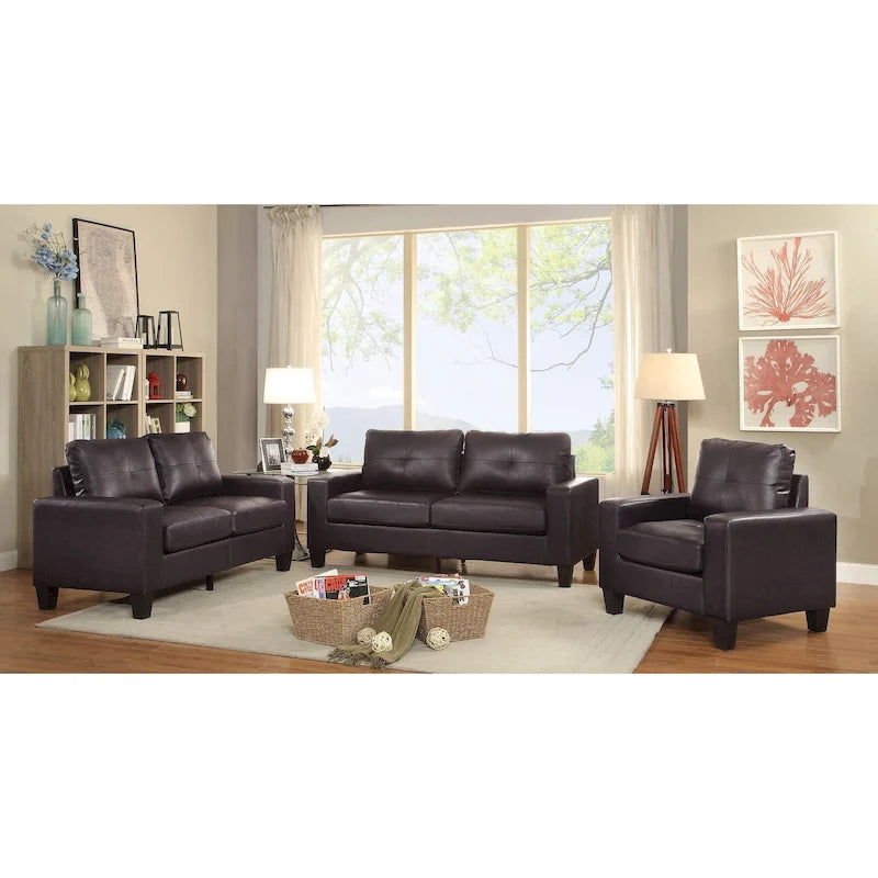 71 in. W Faux Leather 3-Seat Sofa with Track Arms
