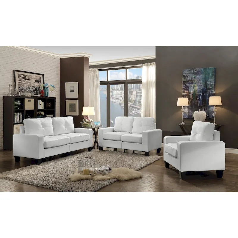 71 in. W Faux Leather 3-Seat Sofa with Track Arms