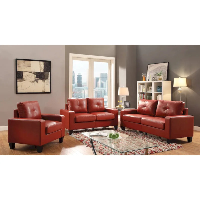 71 in. W Faux Leather 3-Seat Sofa with Track Arms