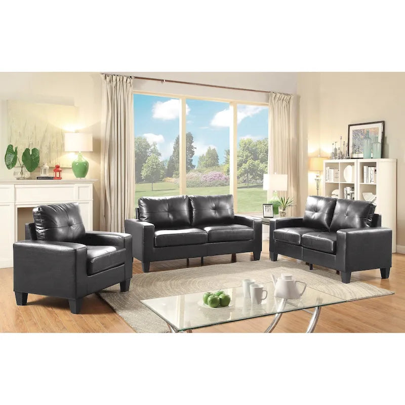 71 in. W Faux Leather 3-Seat Sofa with Track Arms