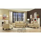 71 in. W Faux Leather 3-Seat Sofa with Track Arms
