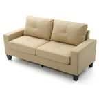 71 in. W Faux Leather 3-Seat Sofa with Track Arms