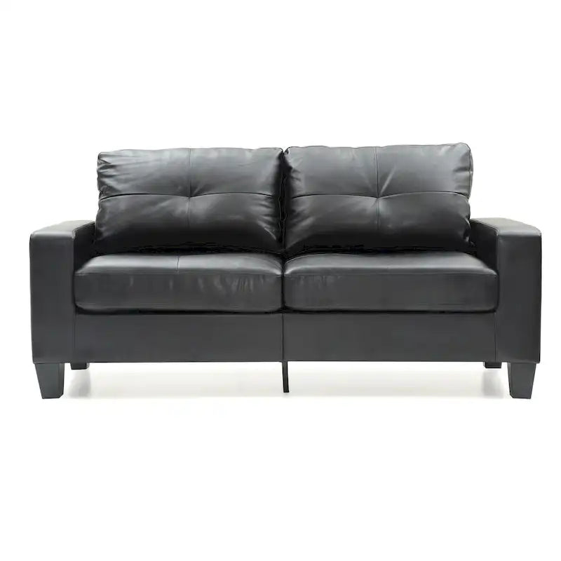 71 in. W Faux Leather 3-Seat Sofa with Track Arms