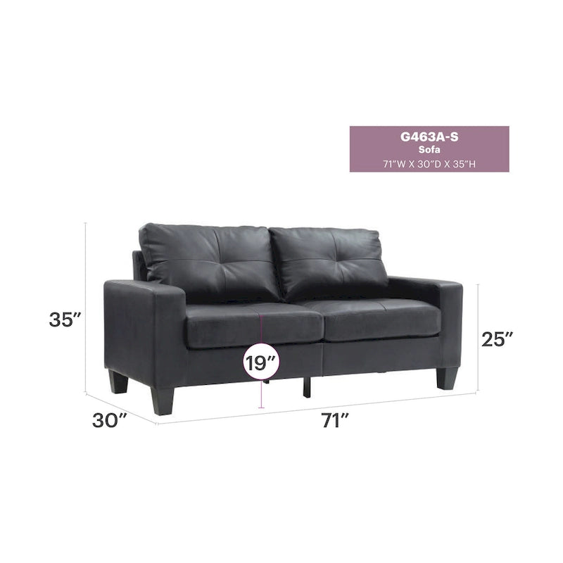 71 in. W Faux Leather 3-Seat Sofa with Track Arms