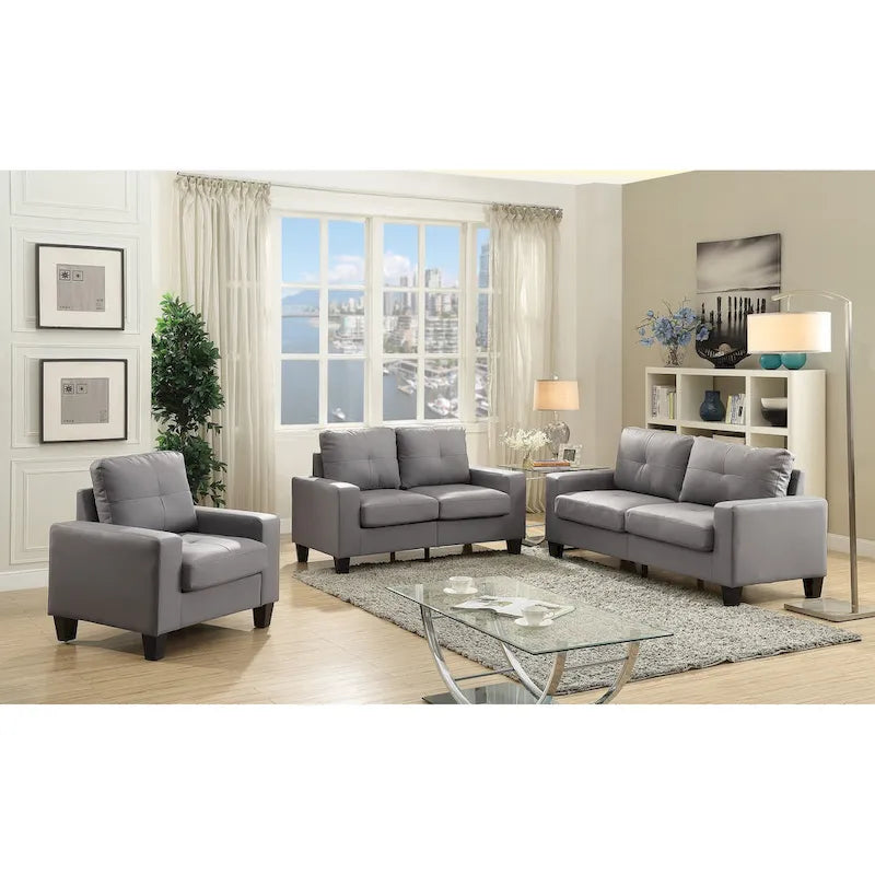 71 in. W Faux Leather 3-Seat Sofa with Track Arms