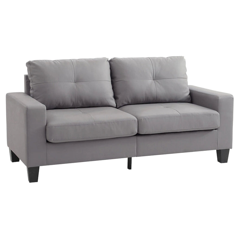 71 in. W Faux Leather 3-Seat Sofa with Track Arms