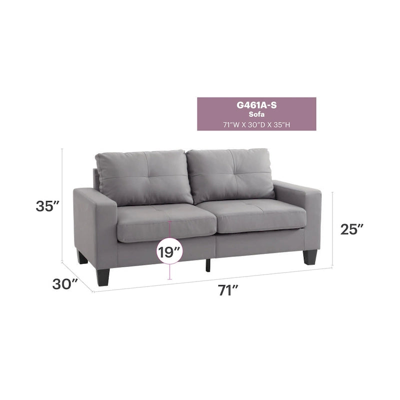 71 in. W Faux Leather 3-Seat Sofa with Track Arms