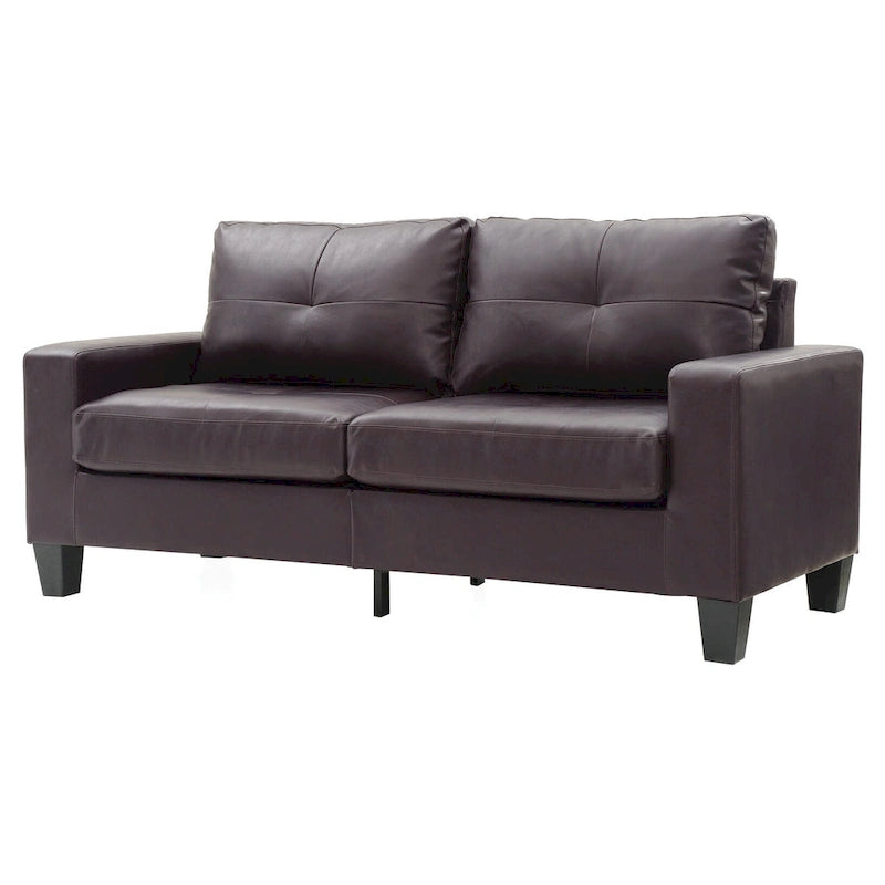 71 in. W Faux Leather 3-Seat Sofa with Track Arms