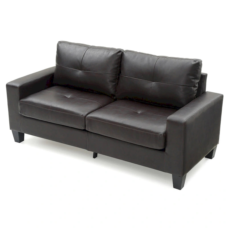 71 in. W Faux Leather 3-Seat Sofa with Track Arms
