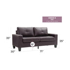 71 in. W Faux Leather 3-Seat Sofa with Track Arms