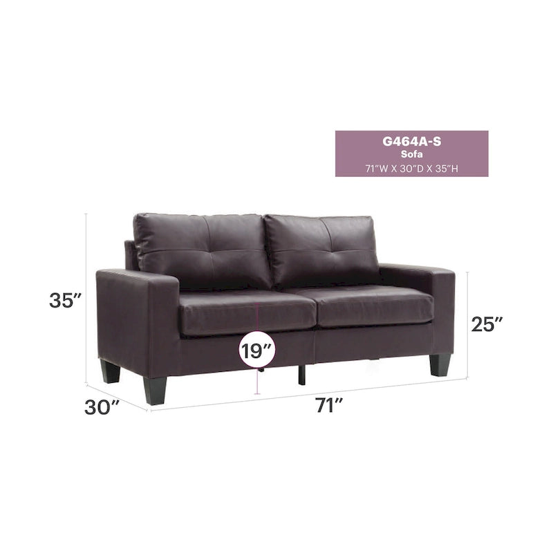 71 in. W Faux Leather 3-Seat Sofa with Track Arms