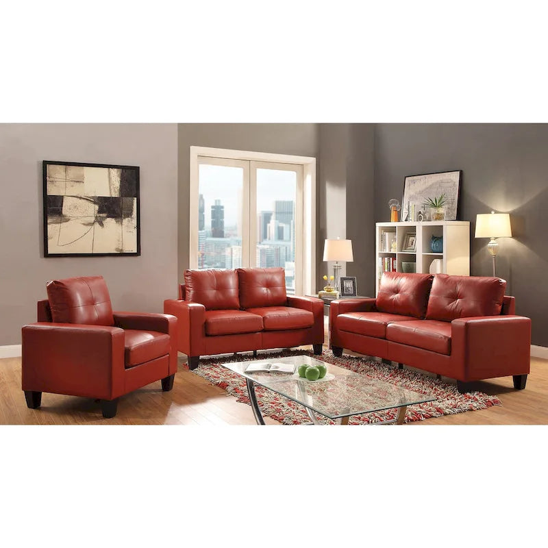 71 in. W Faux Leather 3-Seat Sofa with Track Arms