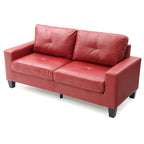71 in. W Faux Leather 3-Seat Sofa with Track Arms