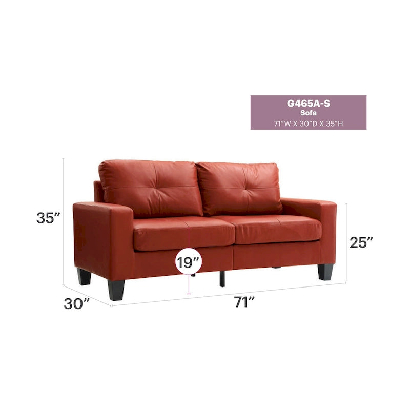 71 in. W Faux Leather 3-Seat Sofa with Track Arms