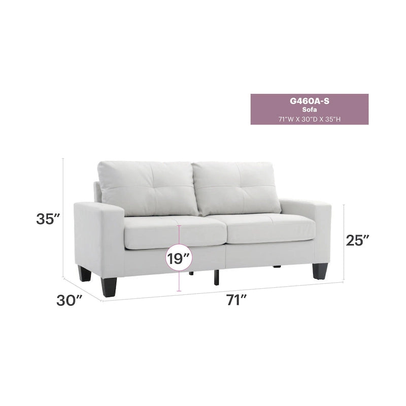 71 in. W Faux Leather 3-Seat Sofa with Track Arms